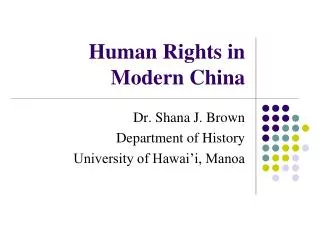 Human Rights in Modern China