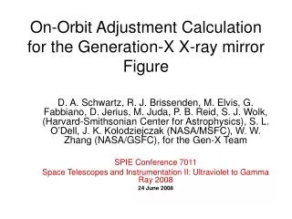 On-Orbit Adjustment Calculation for the Generation-X X-ray mirror Figure