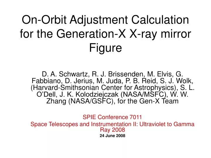 on orbit adjustment calculation for the generation x x ray mirror figure