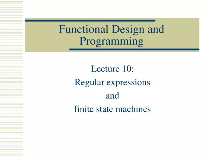 functional design and programming