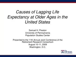 Causes of Lagging Life Expectancy at Older Ages in the United States