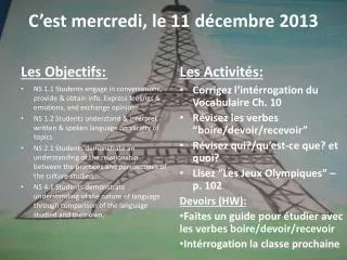 c est mercredi le 11 d cembre 2013