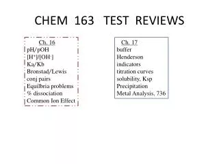 CHEM 163 TEST REVIEWS