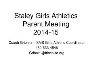 Staley Girls Athletics Parent Meeting 2014-15