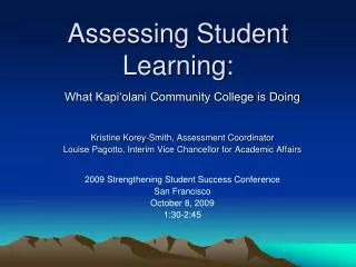 Assessing Student Learning: