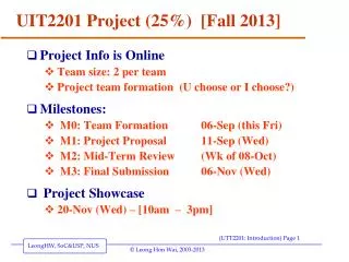 UIT2201 Project (25% ) [Fall 2013]