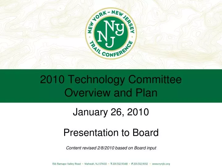 2010 technology committee overview and plan