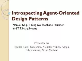 Introspecting Agent-Oriented Design Patterns
