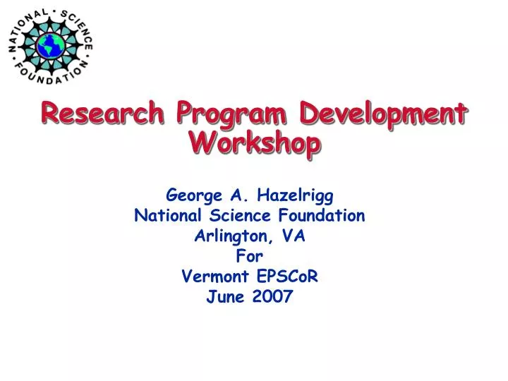 research program development workshop