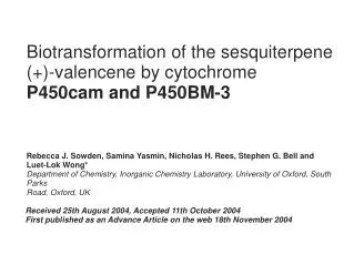 Biotransformation of the sesquiterpene (+)-valencene by cytochrome P450cam and P450BM-3