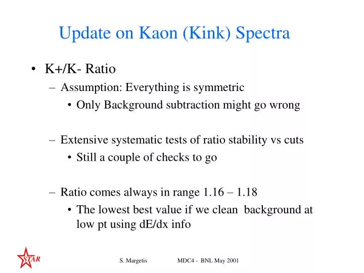 update on kaon kink spectra