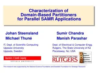 Characterization of Domain-Based Partitioners for Parallel SAMR Applications