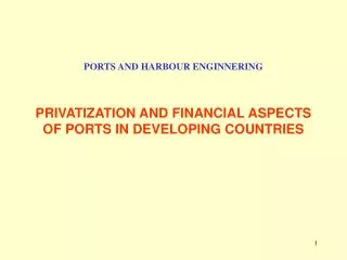 PORTS AND HARBOUR ENGINNERING