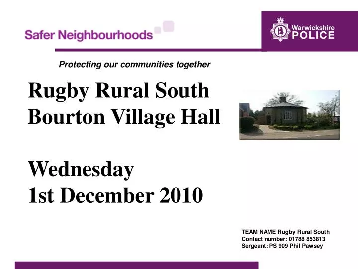 rugby rural south bourton village hall wednesday 1st december 2010