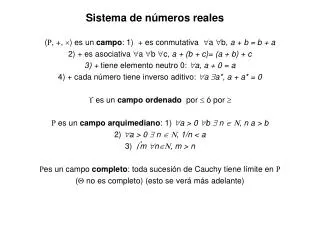 sistema de n meros reales