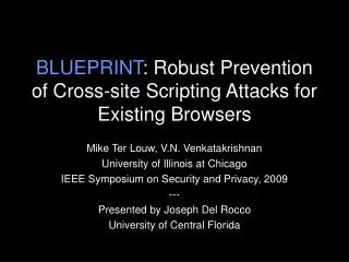BLUEPRINT : Robust Prevention of Cross-site Scripting Attacks for Existing Browsers