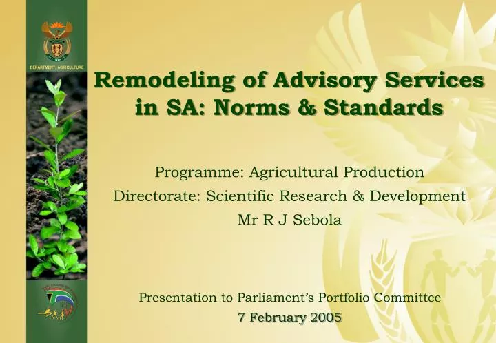 remodeling of advisory services in sa norms standards