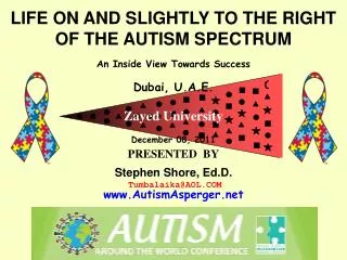 LIFE ON AND SLIGHTLY TO THE RIGHT OF THE AUTISM SPECTRUM An Inside View Towards Success