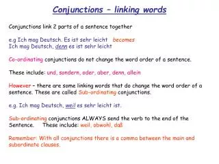 Conjunctions – linking words
