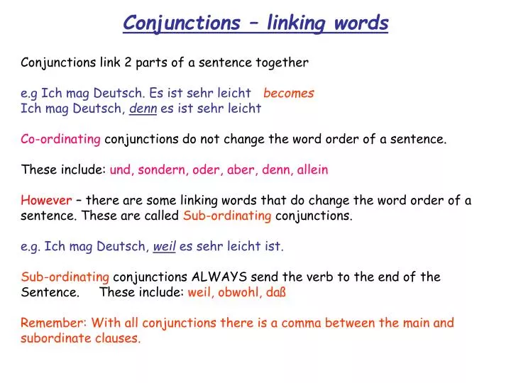 conjunctions linking words