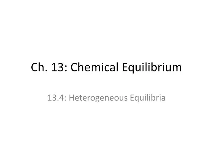 ch 13 chemical equilibrium