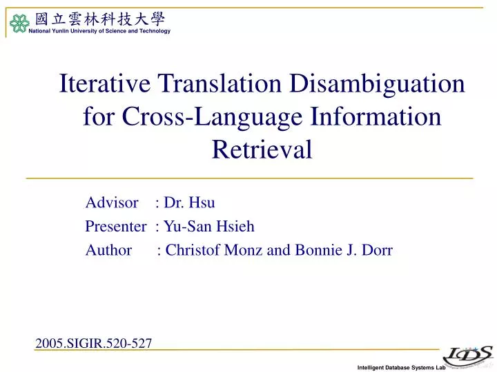 iterative translation disambiguation for cross language information retrieval