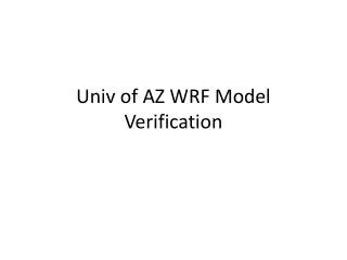 Univ of AZ WRF Model Verification