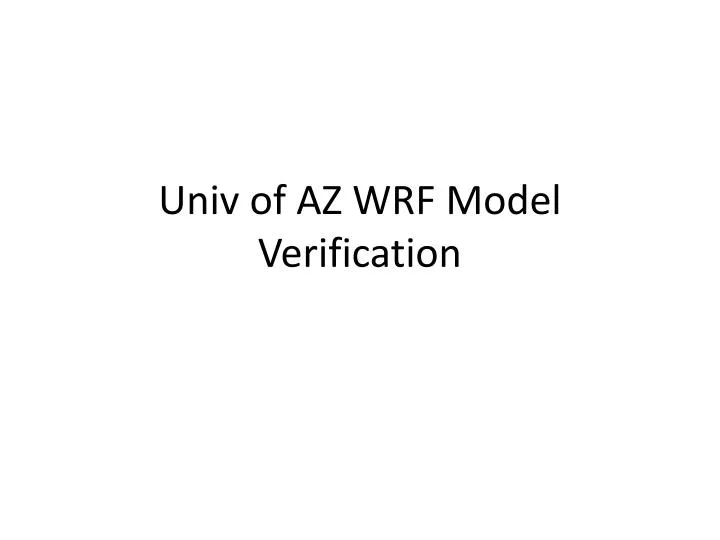 univ of az wrf model verification