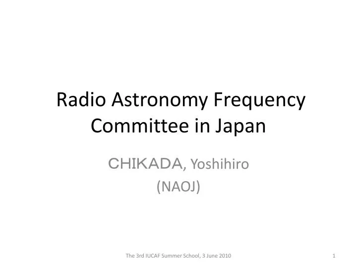 radio astronomy frequency committee in japan