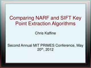 Comparing NARF and SIFT Key Point Extraction Algorithms