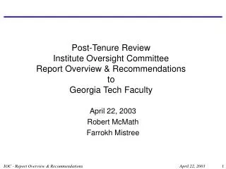 April 22, 2003 Robert McMath Farrokh Mistree