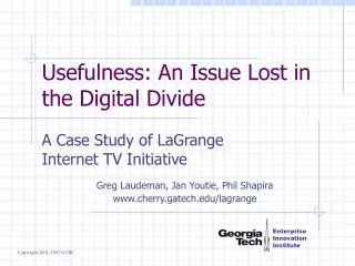 Usefulness: An Issue Lost in the Digital Divide