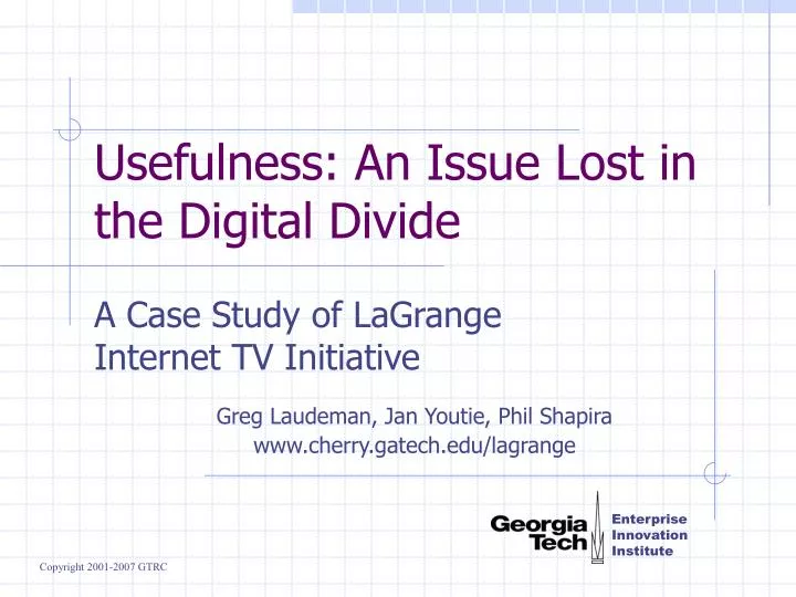 usefulness an issue lost in the digital divide