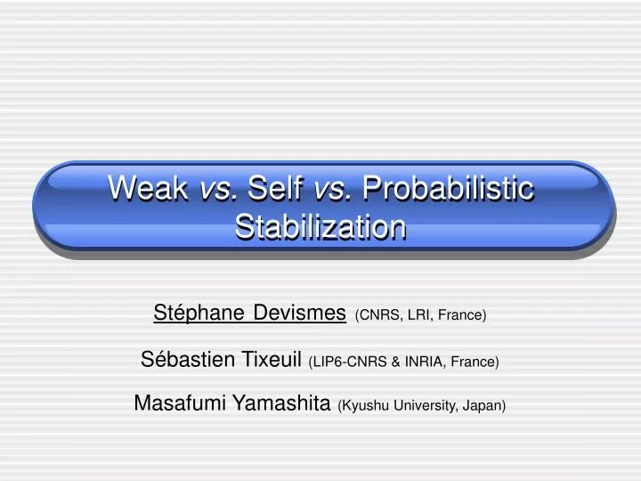 weak vs self vs probabilistic stabilization
