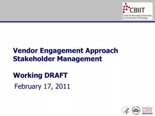 Vendor Engagement Approach Stakeholder Management Working DRAFT