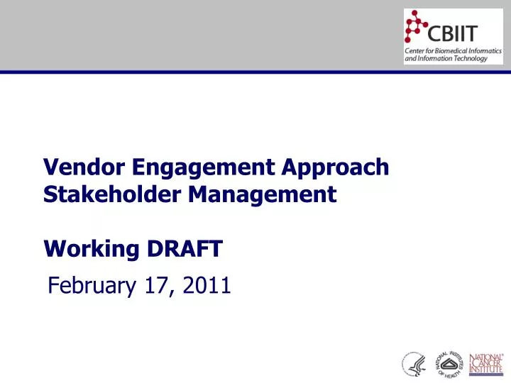 vendor engagement approach stakeholder management working draft