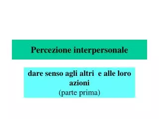 percezione interpersonale