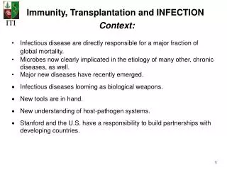 Immunity, Transplantation and INFECTION