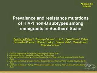 Prevalence and resistance mutations of HIV-1 non-B subtypes among immigrants in Southern Spain