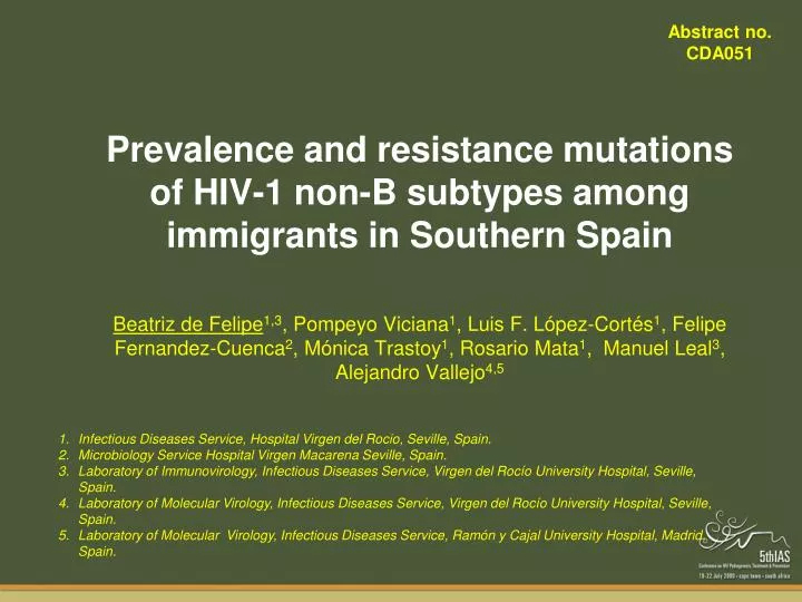 prevalence and resistance mutations of hiv 1 non b subtypes among immigrants in southern spain