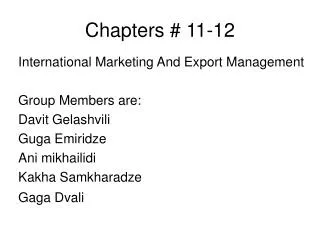 Chapters # 11-12