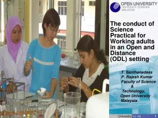The conduct of Science Practical for Working adults in an Open and Distance (ODL) setting