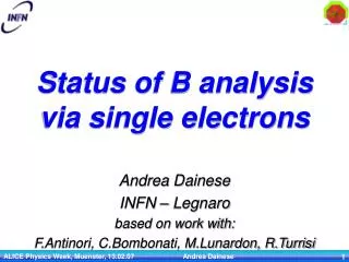 Status of B analysis via single electrons