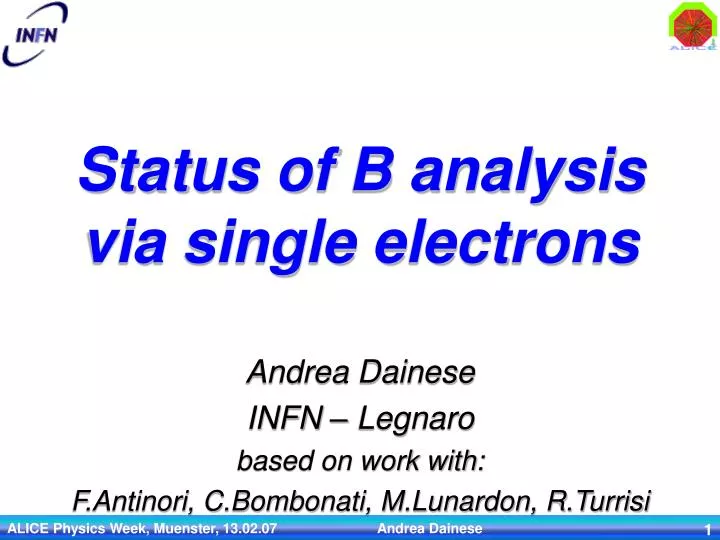 status of b analysis via single electrons