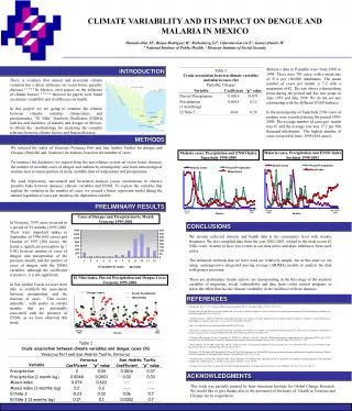 CLIMATE VARIABILITY AND ITS IMPACT ON DENGUE AND MALARIA IN MEXICO