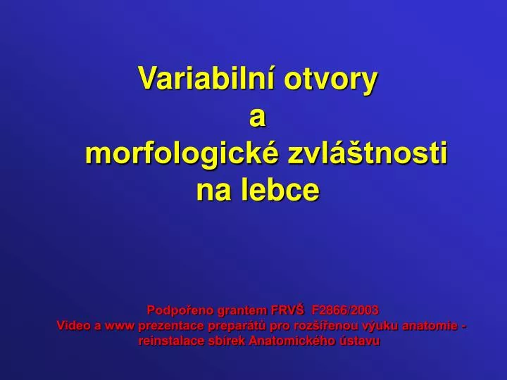 variabiln otvory a morfologick zvl tnosti na lebce