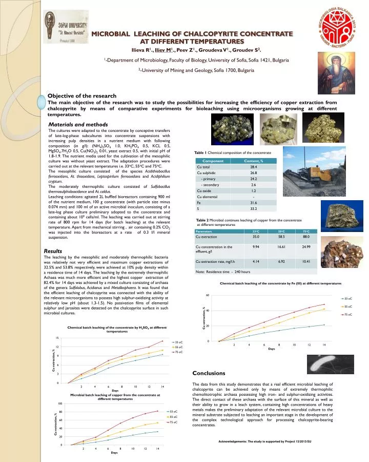 microbial leaching of chalcopyrite concentrate at different temperatures