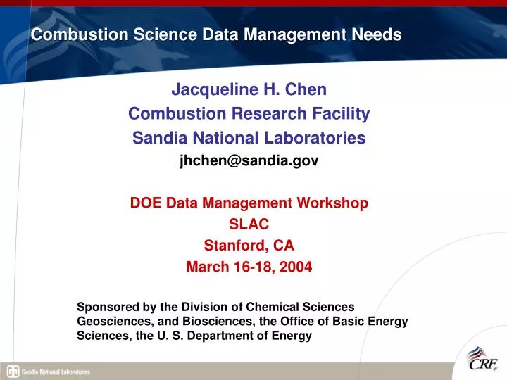 combustion science data management needs