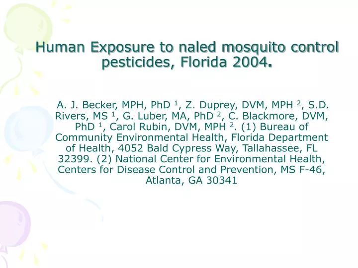 human exposure to naled mosquito control pesticides florida 2004
