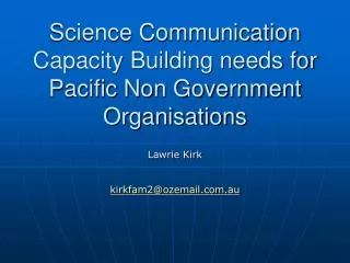 Science Communication Capacity Building needs for Pacific Non Government Organisations